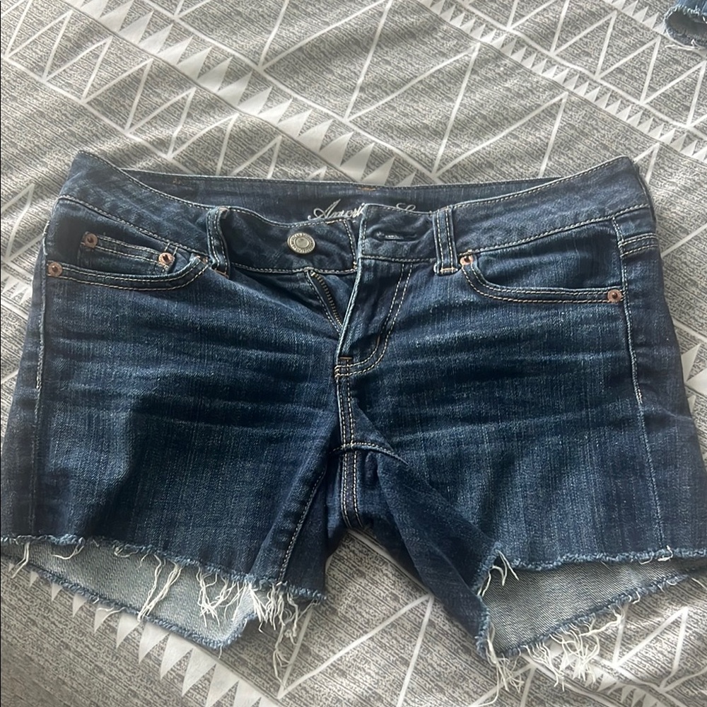 American Eagle Outfitters Blue Jean Shorts Distressed Cut-Off